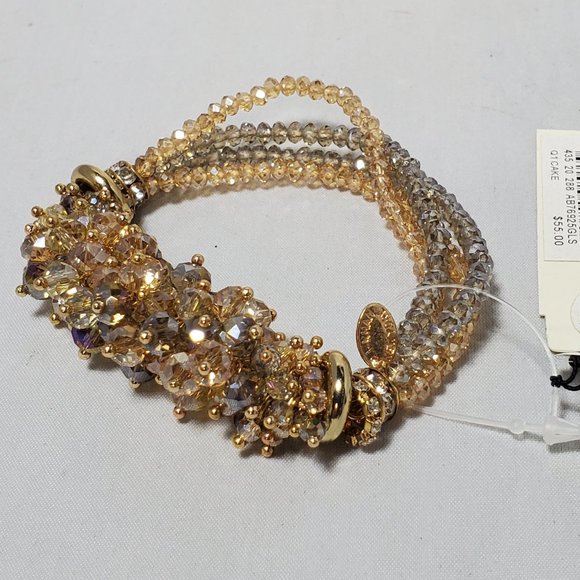 Ali khan stretch champagne/clear stones bracelet - Picture 5 of 8